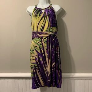 FEMME Women Purple Yellow Sleeveless Dress -M